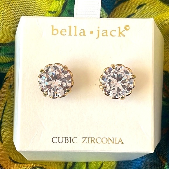 Brand New Bella Jack Cubic Zirconia Large Half Inch Studs Sparkly Post Earrings - Picture 2 of 16